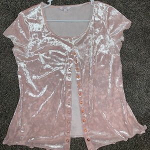 Button Up Velvet Top